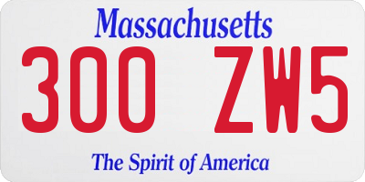 MA license plate 300ZW5