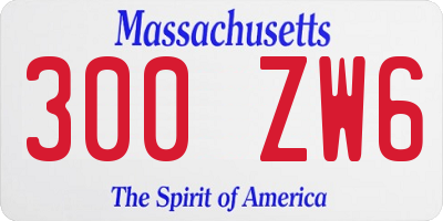 MA license plate 300ZW6