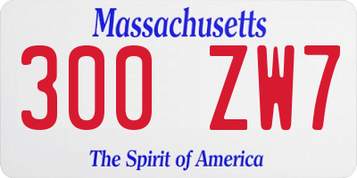 MA license plate 300ZW7