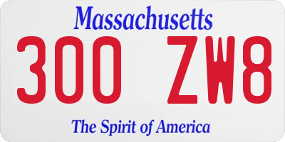 MA license plate 300ZW8