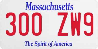 MA license plate 300ZW9