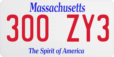 MA license plate 300ZY3