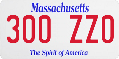 MA license plate 300ZZ0