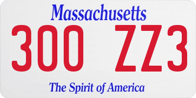 MA license plate 300ZZ3