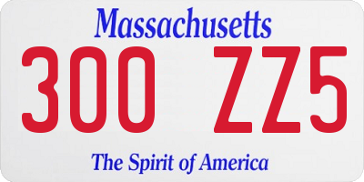 MA license plate 300ZZ5