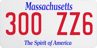 MA license plate 300ZZ6