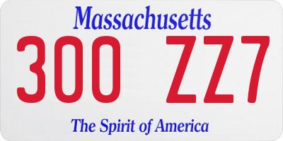 MA license plate 300ZZ7