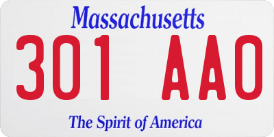 MA license plate 301AA0