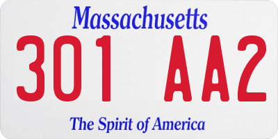 MA license plate 301AA2