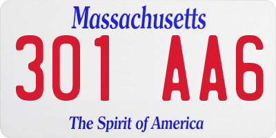 MA license plate 301AA6