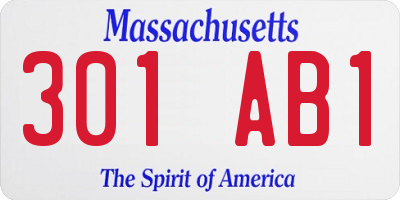 MA license plate 301AB1
