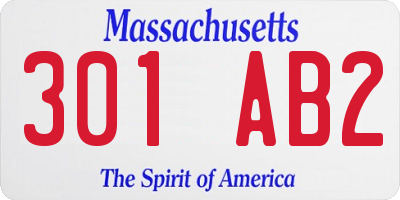 MA license plate 301AB2