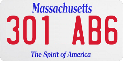 MA license plate 301AB6