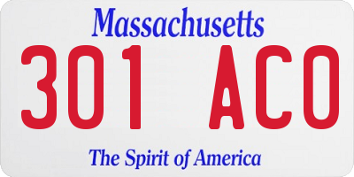 MA license plate 301AC0