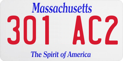 MA license plate 301AC2