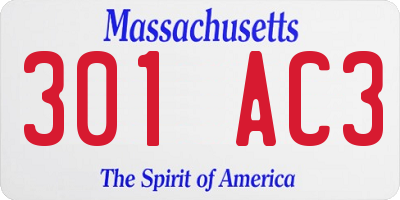 MA license plate 301AC3