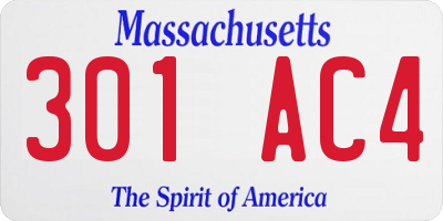 MA license plate 301AC4
