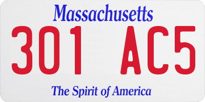 MA license plate 301AC5