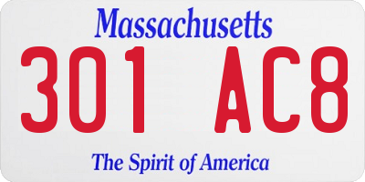 MA license plate 301AC8