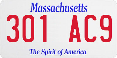 MA license plate 301AC9