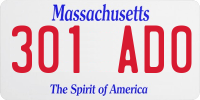 MA license plate 301AD0