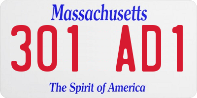 MA license plate 301AD1