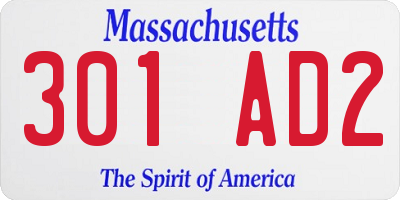 MA license plate 301AD2