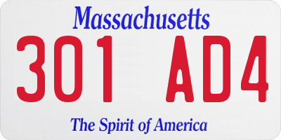 MA license plate 301AD4