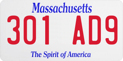 MA license plate 301AD9