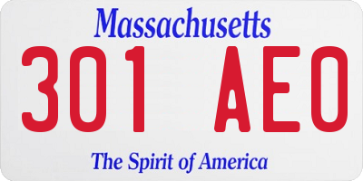 MA license plate 301AE0