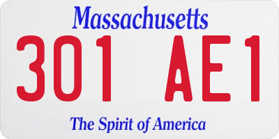 MA license plate 301AE1