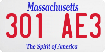 MA license plate 301AE3