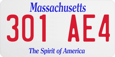 MA license plate 301AE4