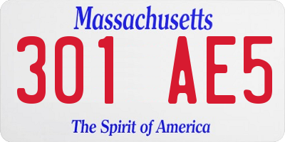 MA license plate 301AE5