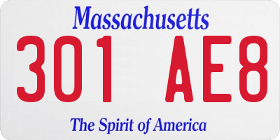 MA license plate 301AE8