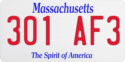 MA license plate 301AF3