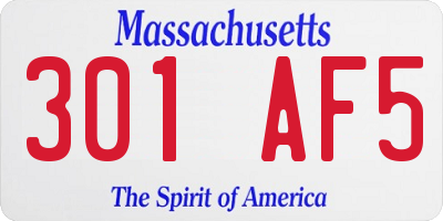 MA license plate 301AF5