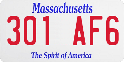 MA license plate 301AF6