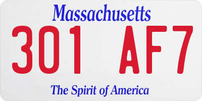 MA license plate 301AF7