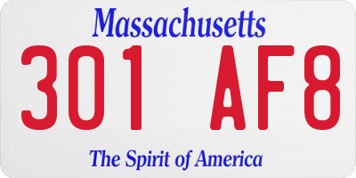 MA license plate 301AF8