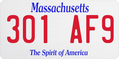 MA license plate 301AF9