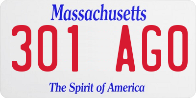 MA license plate 301AG0