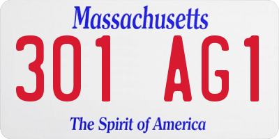 MA license plate 301AG1