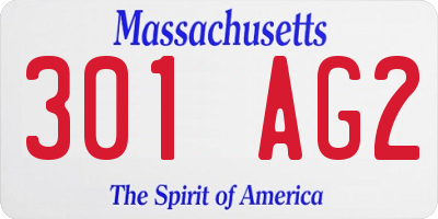 MA license plate 301AG2