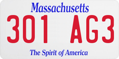 MA license plate 301AG3