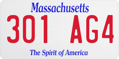 MA license plate 301AG4