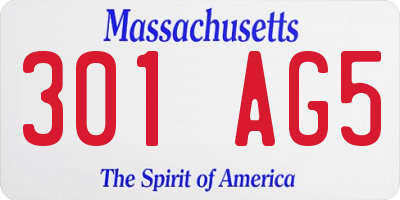 MA license plate 301AG5