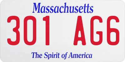 MA license plate 301AG6