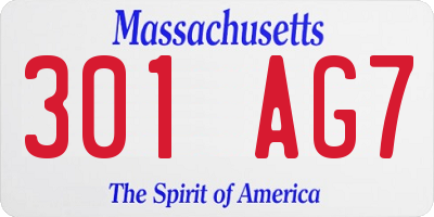MA license plate 301AG7