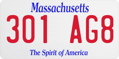 MA license plate 301AG8